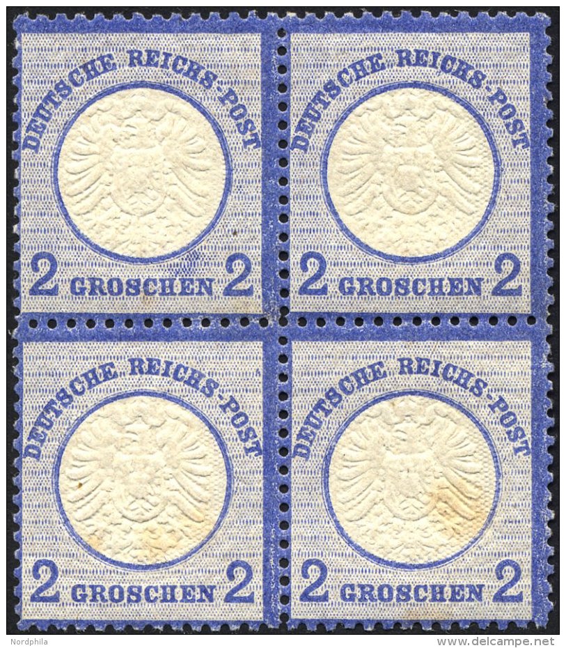 Dt. Reich 20 VB *, **, 1872, 2 Gr. Ultramarin Im Viererblock, 2 Werte Leichte Stockflecken Sonst Pracht - Used Stamps