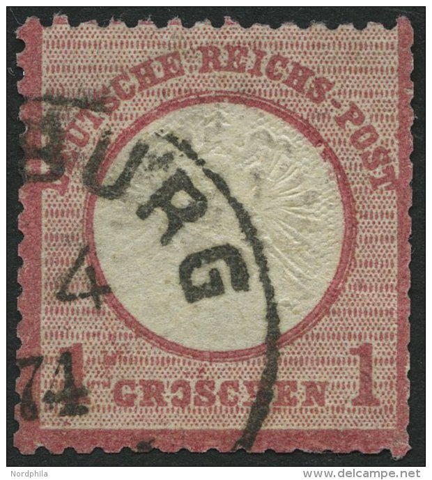 Dt. Reich 19IX O, 1872, 1 Gr. Rotkarmin Mit Plattenfehler O Und H In Groschen Gebrochen, Kerbe Unter P Von Post, Feinst - Used Stamps