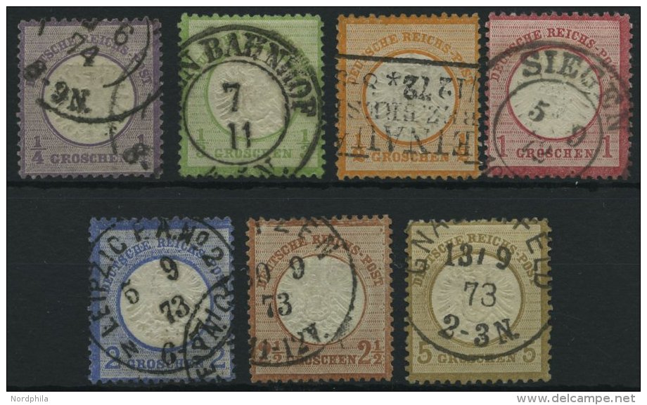 Dt. Reich 16-22 O, 1872, 1/4 - 5 Gr. Gro&szlig;e Brustschilde, 7 Prachtwerte, Mi. 319.- - Used Stamps