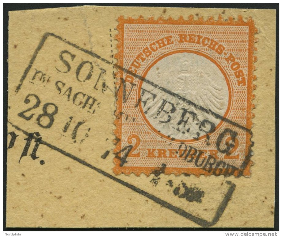 Dt. Reich 15 BrfStk, 1872, 2 Kr. Orange, R3 SONNEBERG In SACHS:MEININ. HILDBURGH., Prachtbriefst&uuml;ck, Mi. (250.-) - Used Stamps