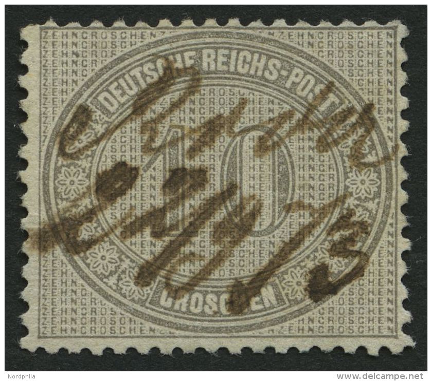 Dt. Reich 12 ~ , 1872, 10 Gr. Hellgraubraun, Handschriftliche Entwertung, Pracht, Gepr. Brugger, Mi. 230.- - Other & Unclassified
