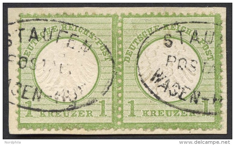 Dt. Reich 7 Paar BrfStk, 1872, 1 Kr. Gelblichgr&uuml;n Im Waagerechten Paar, Postablagestempel STAUFEN/WASEN-HOF, &uuml; - Used Stamps