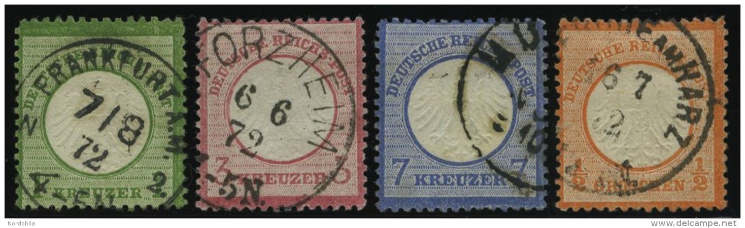 Dt. Reich 7,9/10,14 O, 1872, 1, 3, 7 Kr. Und 1/2 Gr. Kleine Brustschilde, 4 Prachtwerte, Mi. 275.- - Used Stamps