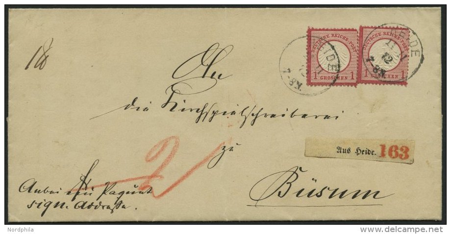 Dt. Reich 4 BRIEF, 1872, 1 Gr. Rotkarmin, 2x (&uuml;bliche Z&auml;hnung) Auf Paketbegleitbrief Von HEIDE Nach B&uuml;sum - Other & Unclassified