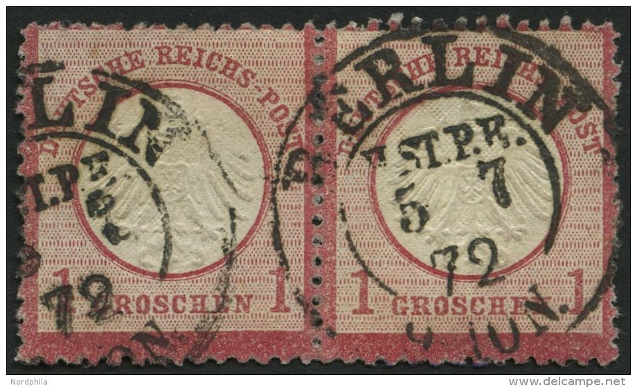 Dt. Reich 4 Paar O, 1872, 1 Gr. Rotkarmin Im Waagerechten Paar, K2 BERLIN H.ST.P.E. (Hofpostamt!), Normale Z&auml;hnung, - Used Stamps