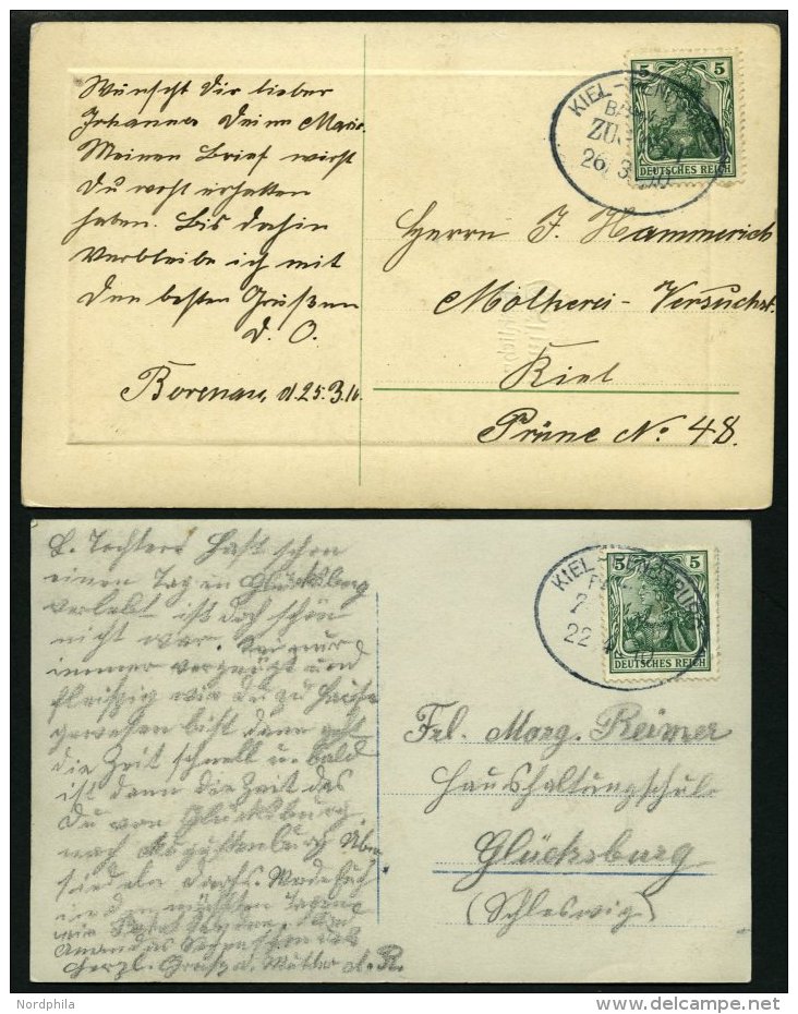 BAHNPOST Kiel-Rendsburg, (1910/16),2 Prachtkarten - Franking Machines (EMA)