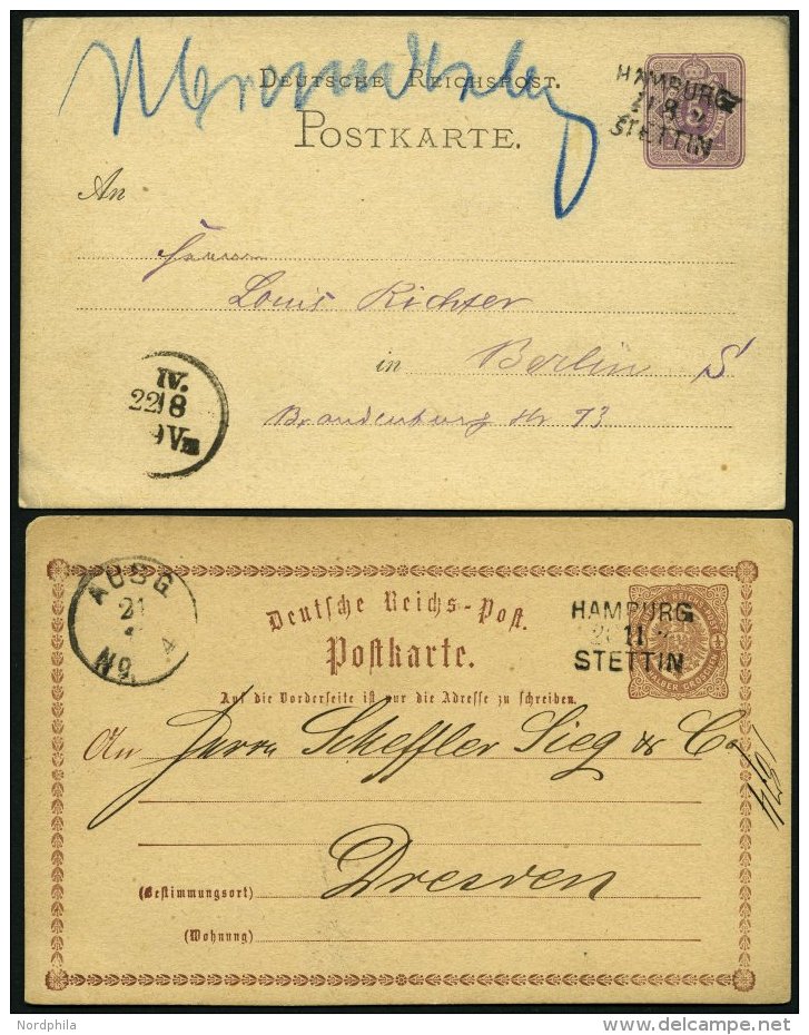 BAHNPOST Hamburg-Stettin, L3, 1874/79, Auf 1/2 Gr. Und 5 Pfe. Ganzsachenkarten, Feinst - Franking Machines (EMA)