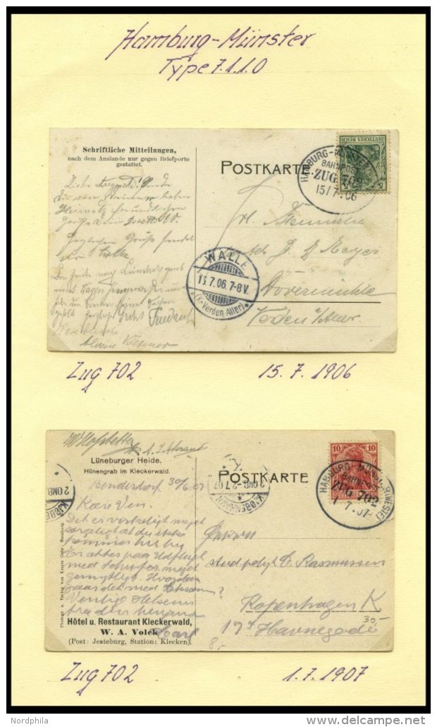 BAHNPOST Hamburg-M&uuml;nster (verschiedene Z&uuml;ge Und Typen), 1906-1936, 13 Belege Und Eine Beutelfahne F&uuml;r P&a - Franking Machines (EMA)