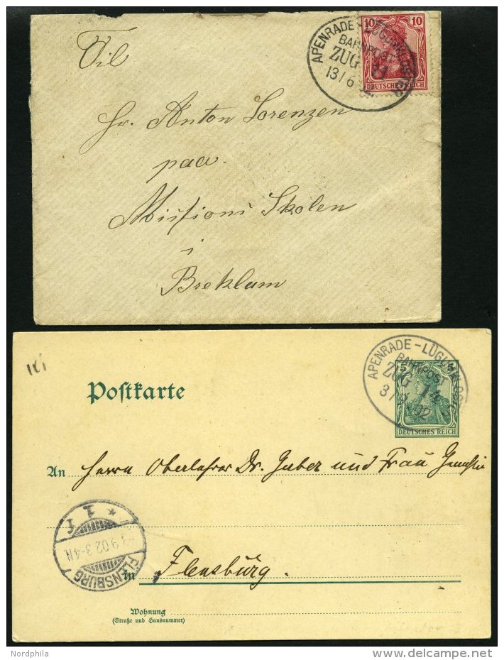 BAHNPOST Apenrade-L&uuml;gumkloster, (Zug 11,14,22 Und ?7), 1902-16, 4 Belege Feinst/Pracht - Franking Machines (EMA)