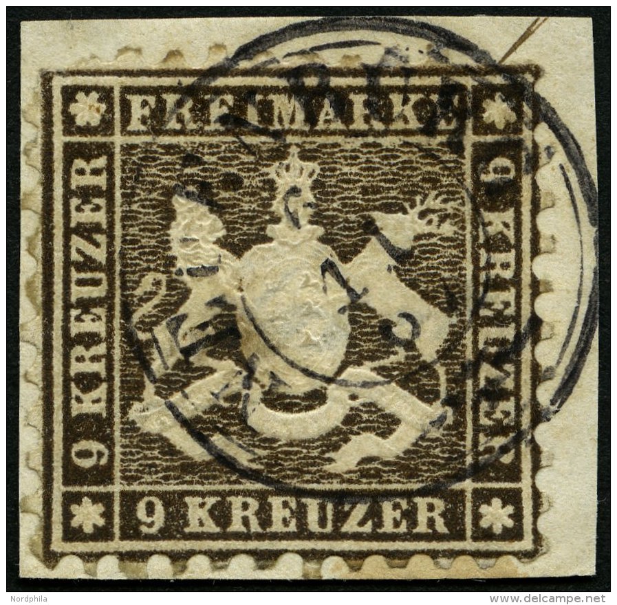 W&Uuml;RTTEMBERG 28d BrfStk, 1863, 9 Kr. Schwarzbraun, K3 NEUENBURG, &uuml;blich Gez&auml;hnt, Prachtbriefst&uuml;ck, Si - Other & Unclassified