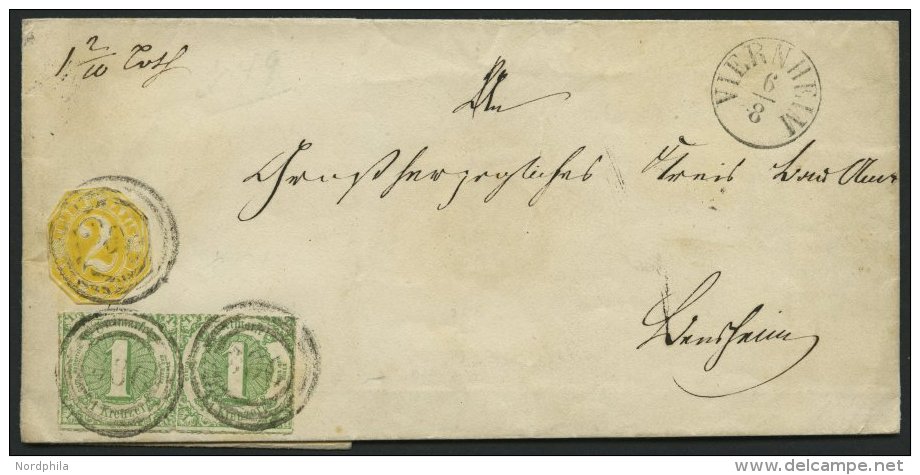 THURN Und TAXIS 41 Paar,GAA 13 BRIEF, 1865, 2 Kr. Gelb, Achteckig Geschnitten Mit Waagerechtem Paar 1 Kr. Gelblichgr&uum - Other & Unclassified