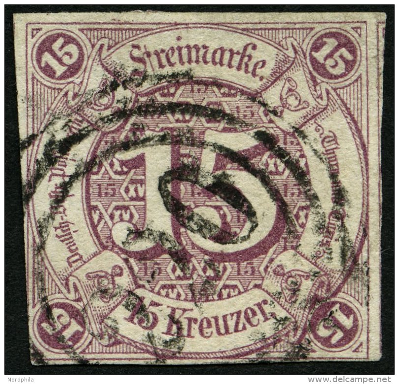 THURN Und TAXIS 24 O, 1859, 15 Kr. Braunpurpur, Bis Auf Eine Ecke Voll-breitrandig, Gepr. Engel, Mi. 120.- - Other & Unclassified