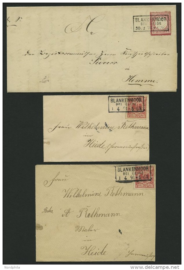 SCHLESWIG-HOLSTEIN DR 19,41,47 BRIEF, BLANKENMOOR Bei Heide, R3 Auf 4 Briefen (1874-1891), Pracht - Schleswig-Holstein