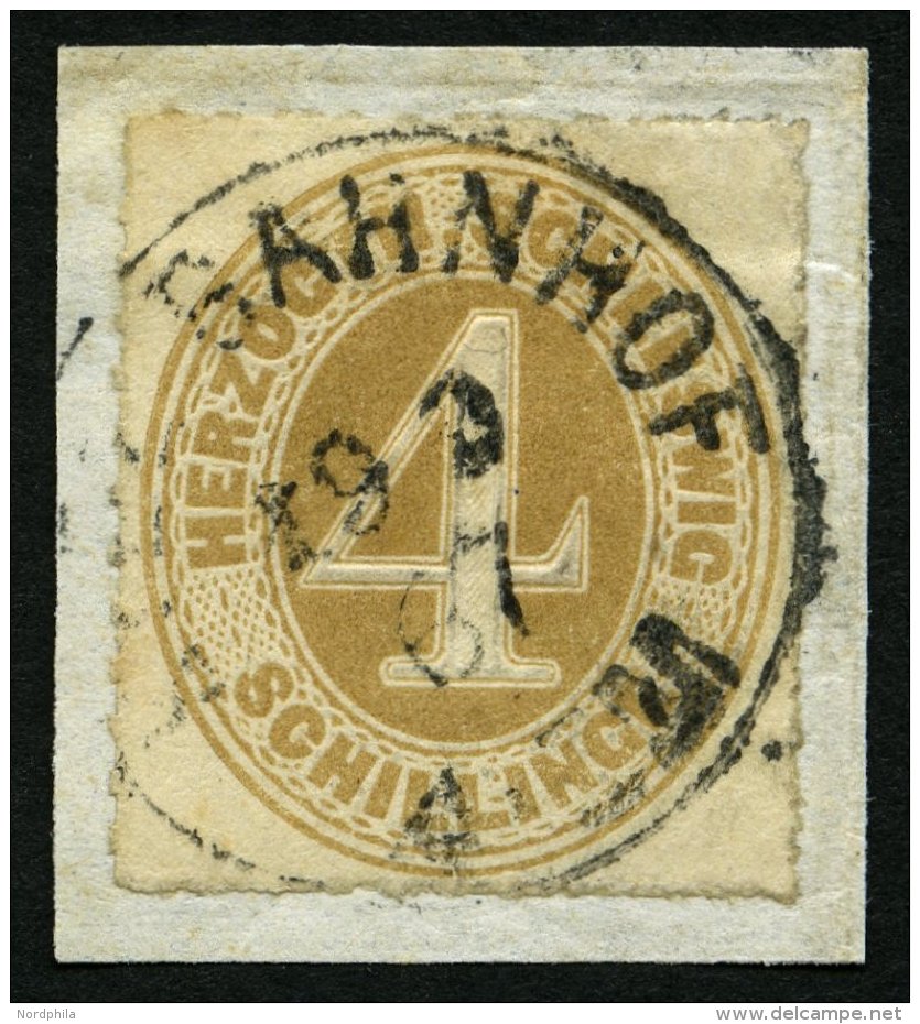 SCHLESWIG-HOLSTEIN 17 BrfStk, 1865, 4 S. Braunocker, K1 KIEL BAHNHOF, Prachtbriefst&uuml;ck, Mi. (100.-) - Schleswig-Holstein