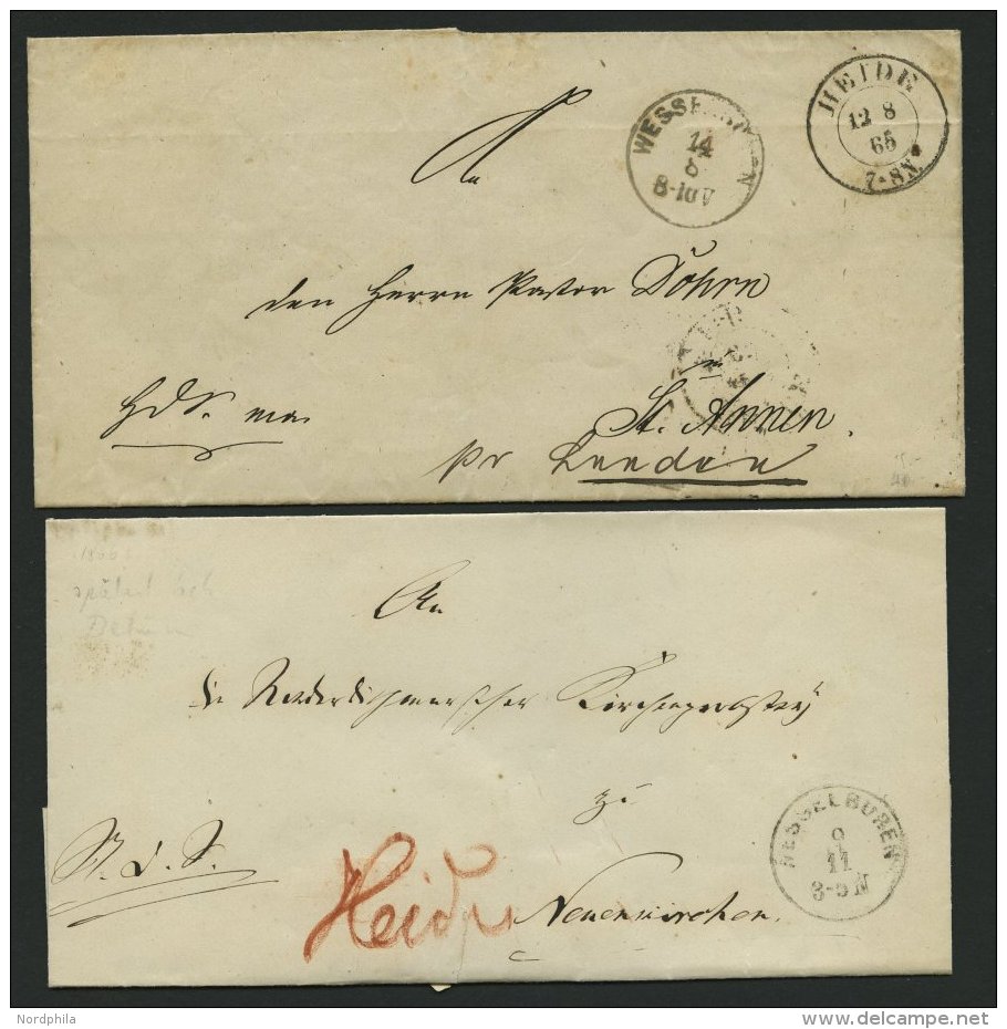 SCHLESWIG-HOLSTEIN WESSELBUREN, K1, 2 Verschiedene Belege (1865/6), Pracht - Prephilately