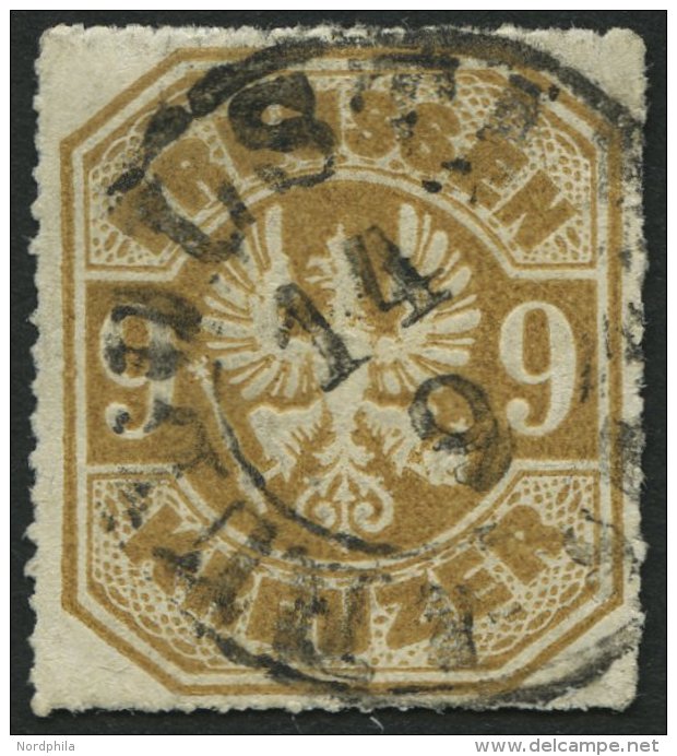 PREUSSEN 26a O, 1867, 9 Kr. Gelblichbraun, Zentrischer TuT-K2 RUDOLSTADT, Pracht - Other & Unclassified