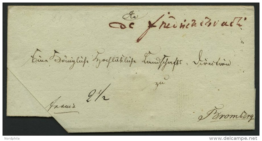 PREUSSEN De Friedrichsbruch, Handschriftlich In Rot Auf Briefh&uuml;lle Nach Bromberg, Pracht - Prephilately