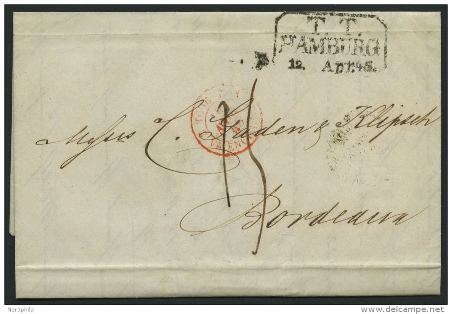 HAMBURG - THURN UND TAXISCHES O.P.A. 1845, T.T. HAMBURG, R3, Auf Brief Nach Bordeaux, Feinst - Prephilately