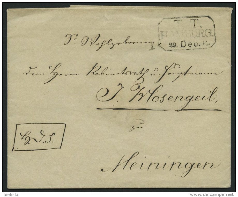 HAMBURG - THURN UND TAXISCHES O.P.A. 1842, T.T. HAMBURG, R3 Auf Brief Per K.D.S. Nach Heiningen, Pracht - Prephilately