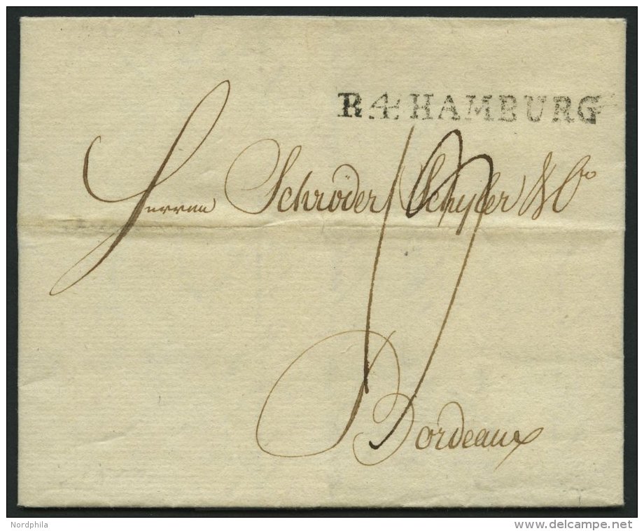 HAMBURG VORPHILA 1802, R.4. HAMBURG, L1 Auf Brief Nach Bordeaux, Pracht - Other & Unclassified