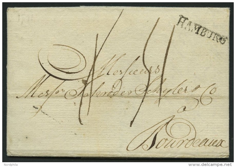 HAMBURG VORPHILA 1791, HAMBURG, L1 Auf Brief Nach Bordeaux, Pracht - Sonstige & Ohne Zuordnung
