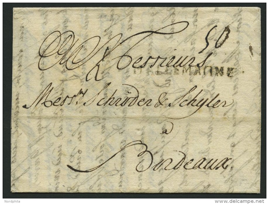 HAMBURG VORPHILA 1743, DALLEMAGNE, L1 In Schwarz Auf Brief Von Hamburg Nach Bordeaux, Feinst - Vorphilatelie
