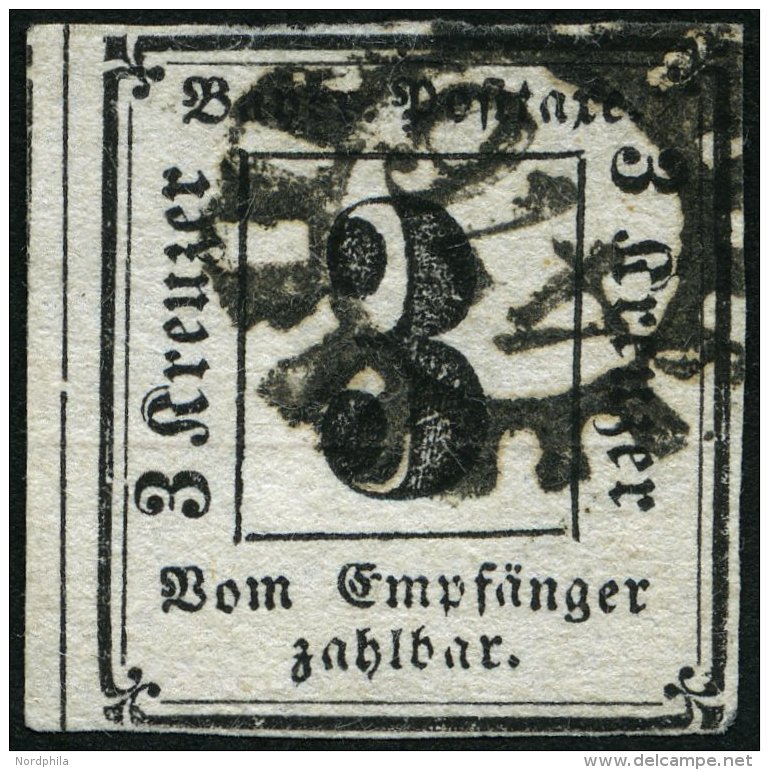 BAYERN P 1 O, 1862, 3 Kr. Schwarz, Nummernstempel 476, Feinst (helle Stelle), Mi. 400.- - Sonstige & Ohne Zuordnung