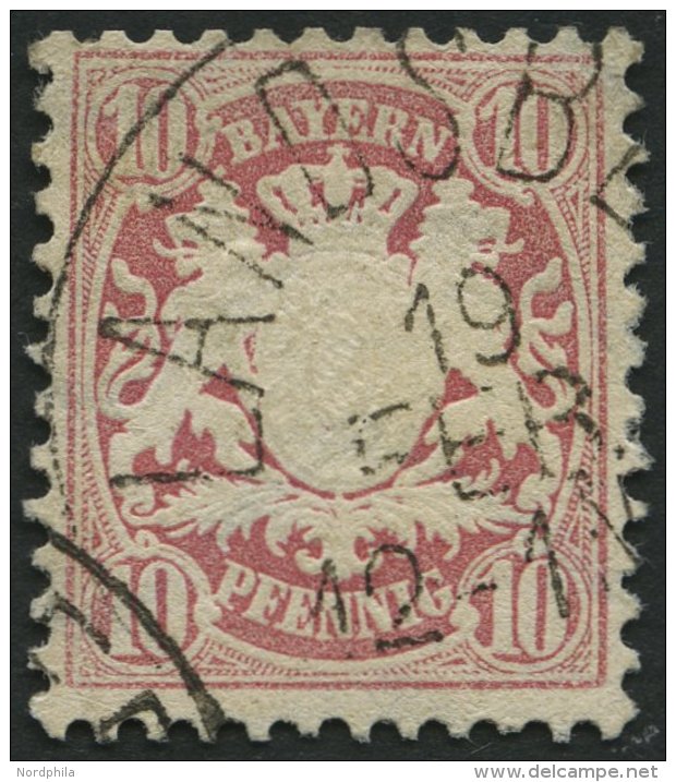 BAYERN 39a O, 1876, 10 Pf. Hellilarosa, Pracht, Mi. 140.- - Other & Unclassified
