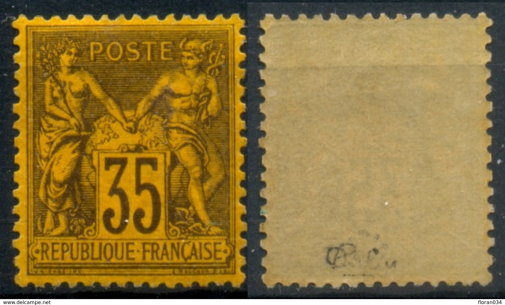 France N° 93a Neuf ** (MNH) Centra.Parfait - Signé Calves  Cote + 1700 Euros LUXE - 1876-1878 Sage (Type I)