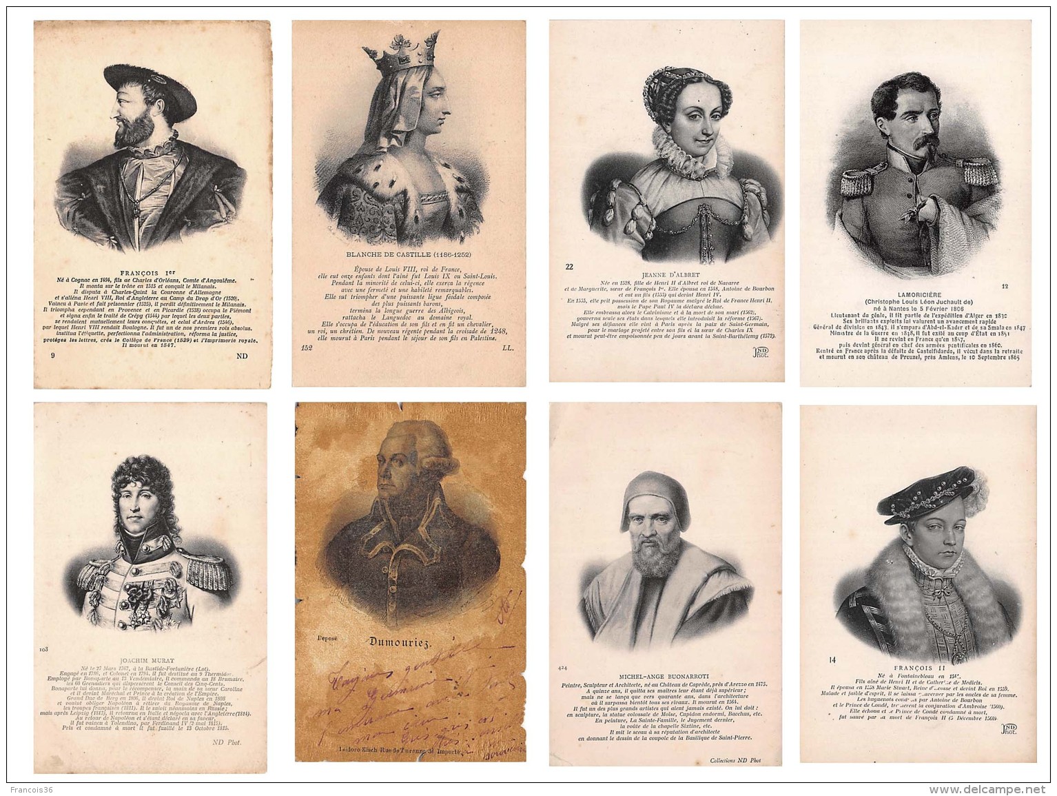 Lot De  46 CPA : Pesonnages Historiques Blanche De Castille, Louis XI, François I Etc. - Voir SCANS - Historical Famous People