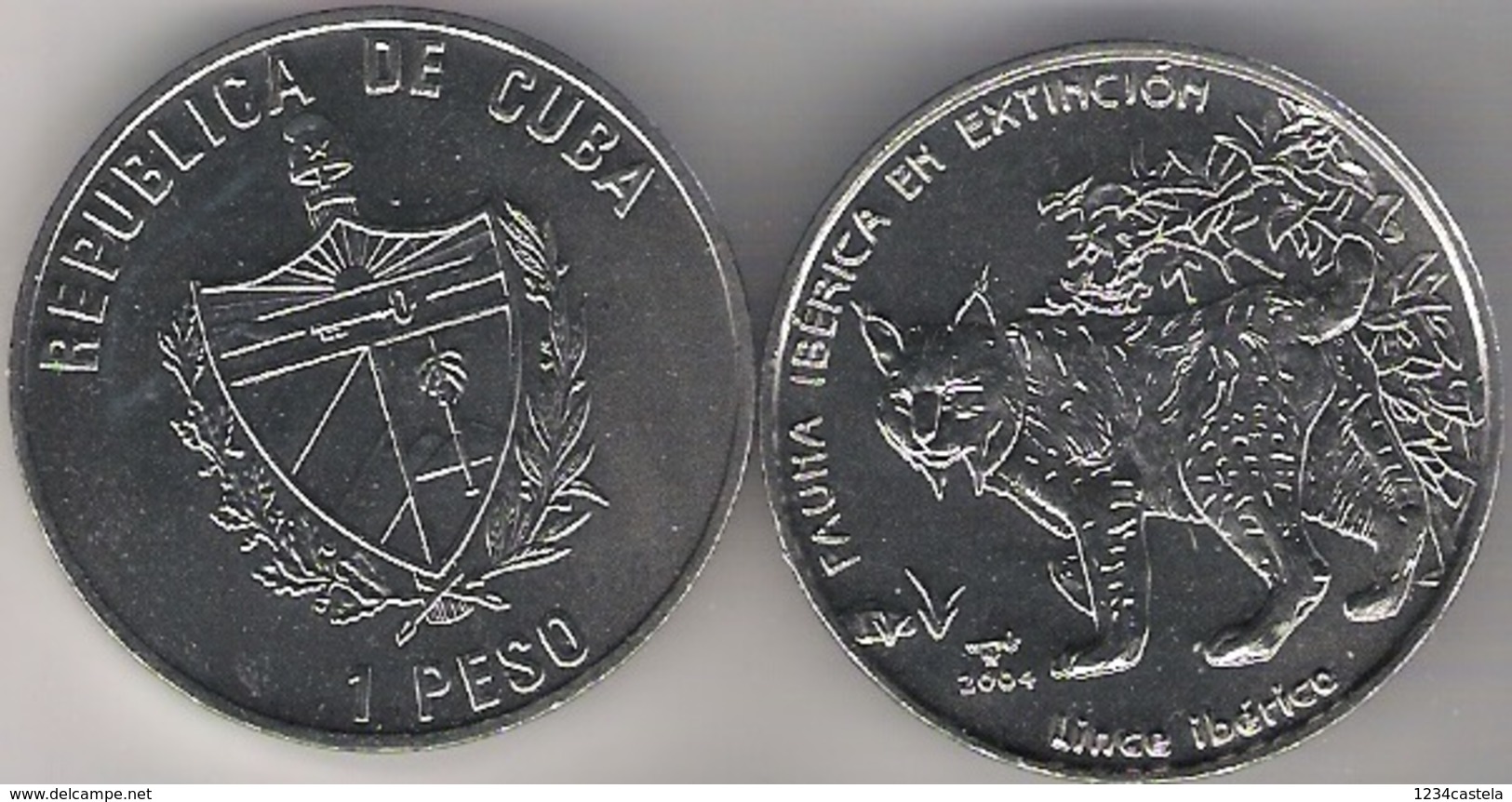 Cuba 1 Peso 2004 Lince Iberico Endangered Species Iberic Animals UNC - Cuba