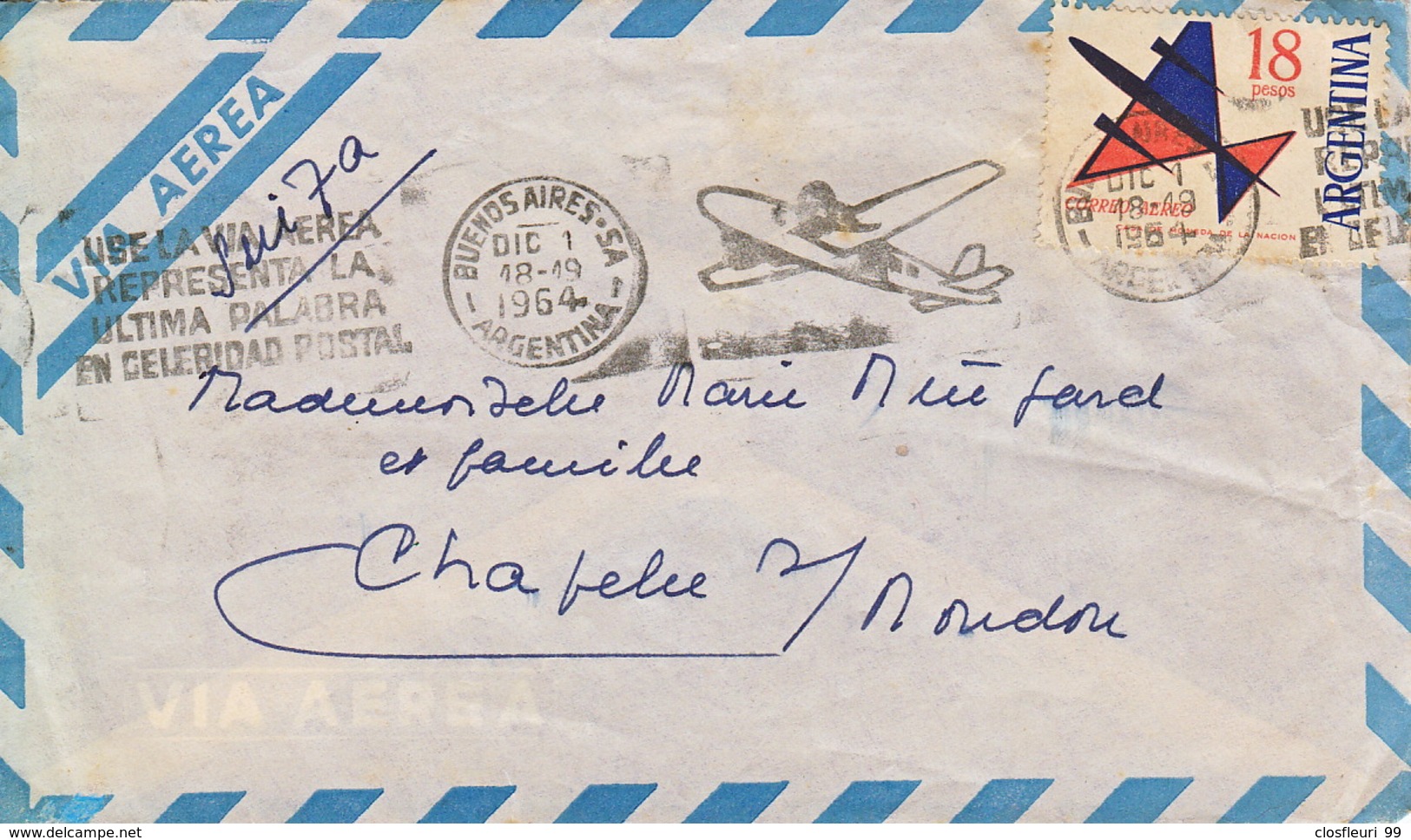 2 Lettres Via Axera & Expreso De Buenos Aires Pour La  Suisse / 21.6.1966 / 1.12.1964 - Storia Postale