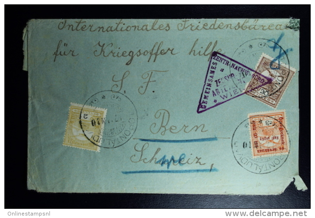 UNGARN HUNGARY  Cover 1917 To Int. Friedensbreau Kriegsopfer Bern Switserland Mixed Stamps - Briefe U. Dokumente