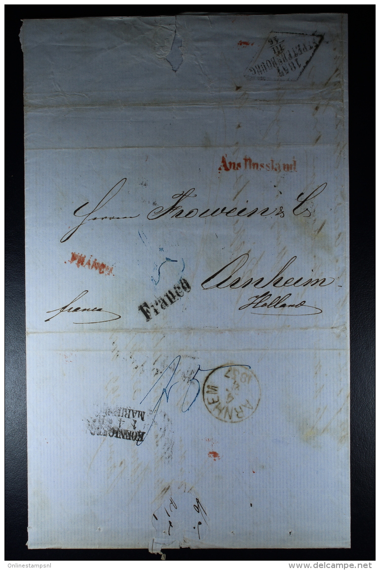 Russia: Complete Letter ST. Petersburg, Königsberg  To Arnhem Holland, Aus Russland  1857 2* FRANCO - ...-1857 Voorfilatelie