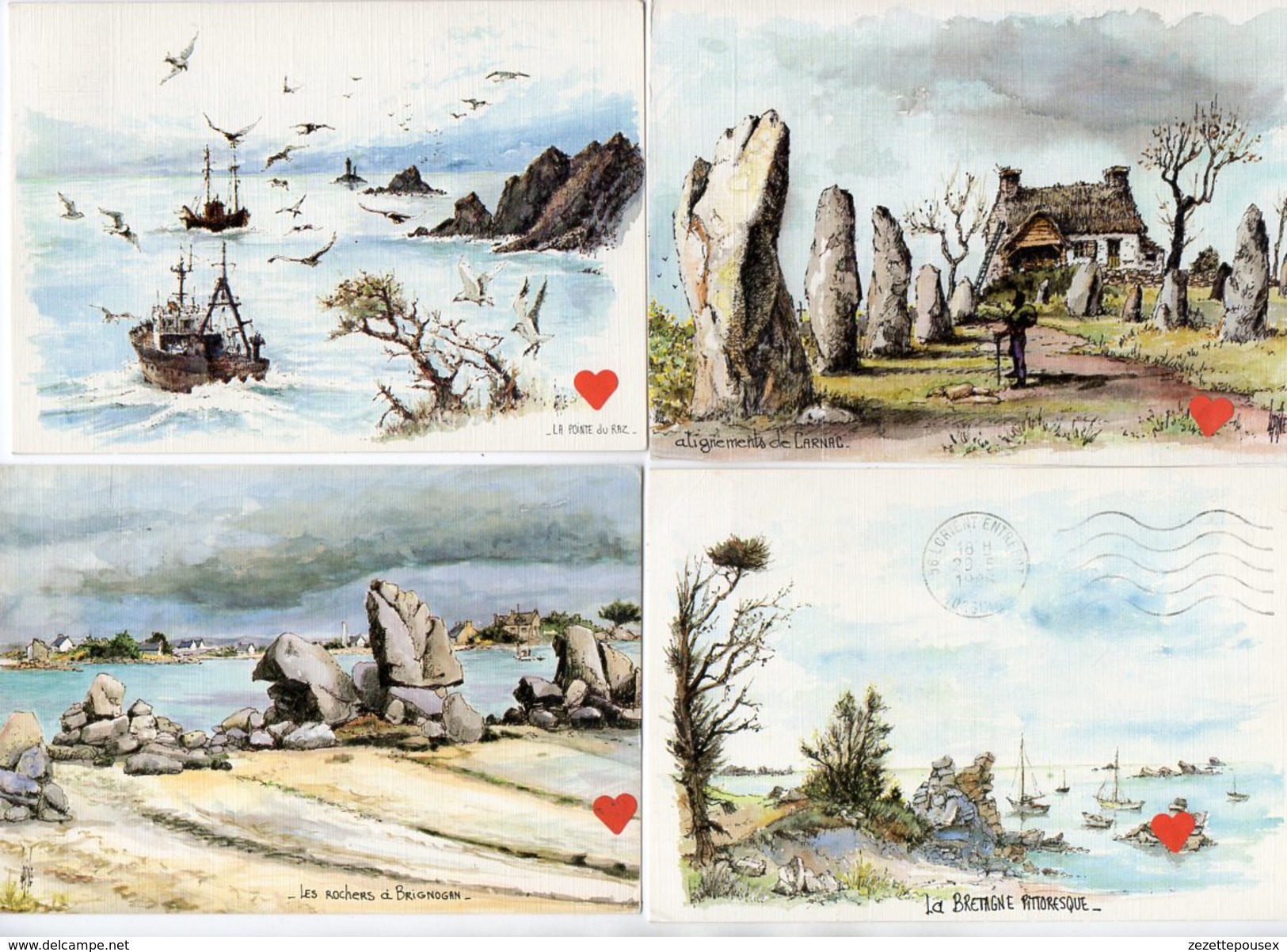 39426-ZE-PEINTURE--BRETAGNE---Lot De 4 CPM -aquarelle Originale De Robert LEPINE - Malerei & Gemälde