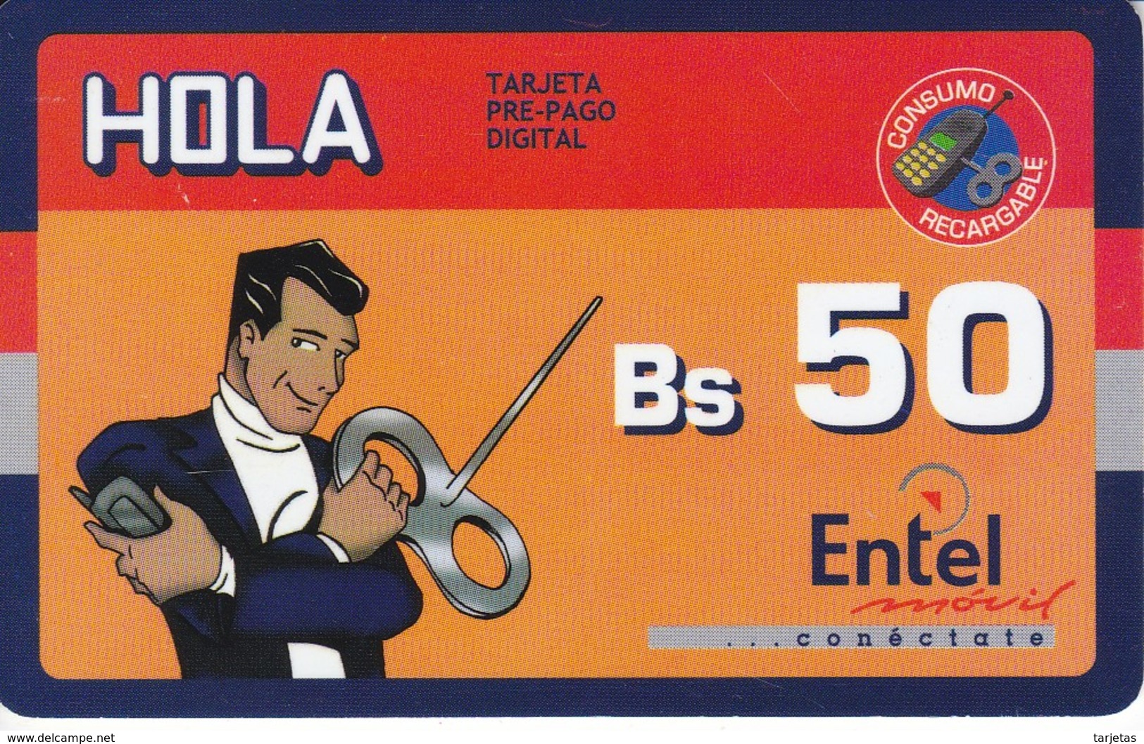 TARJETA DE BOLIVIA DE ENTEL MOVIL BS50 CLUB HOLA - Bolivien