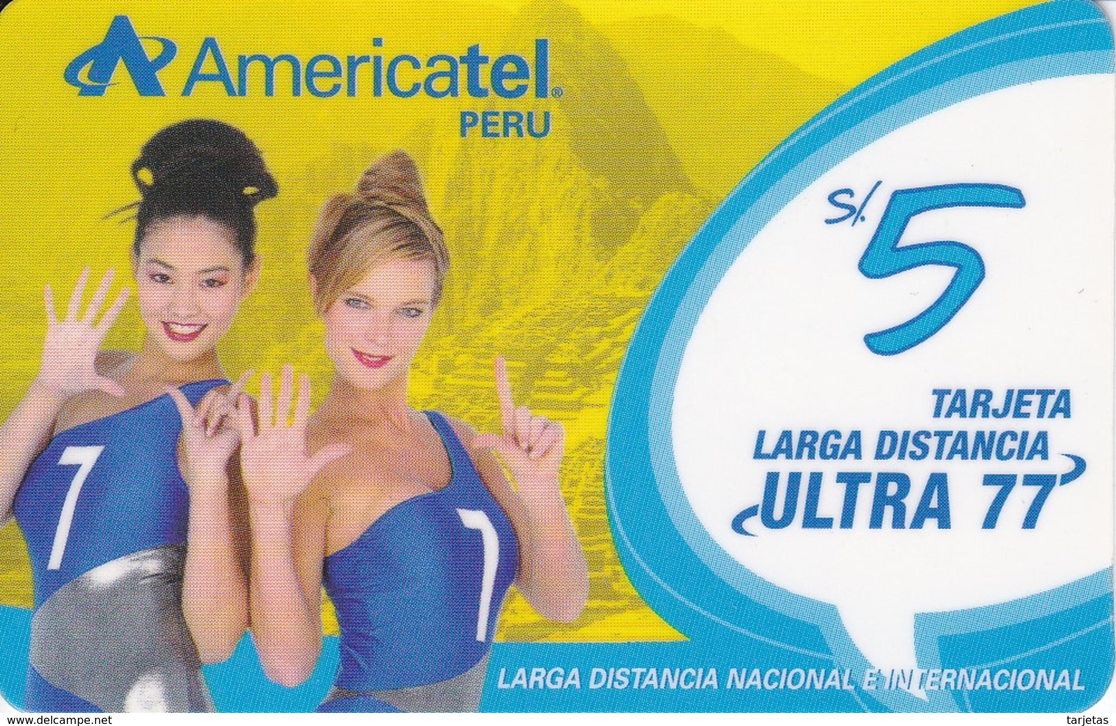 TARJETA DE PERU DE AMERICATEL DE 5 SOLES CON 2 CHICAS (MUJER-WOMAN) - Peru