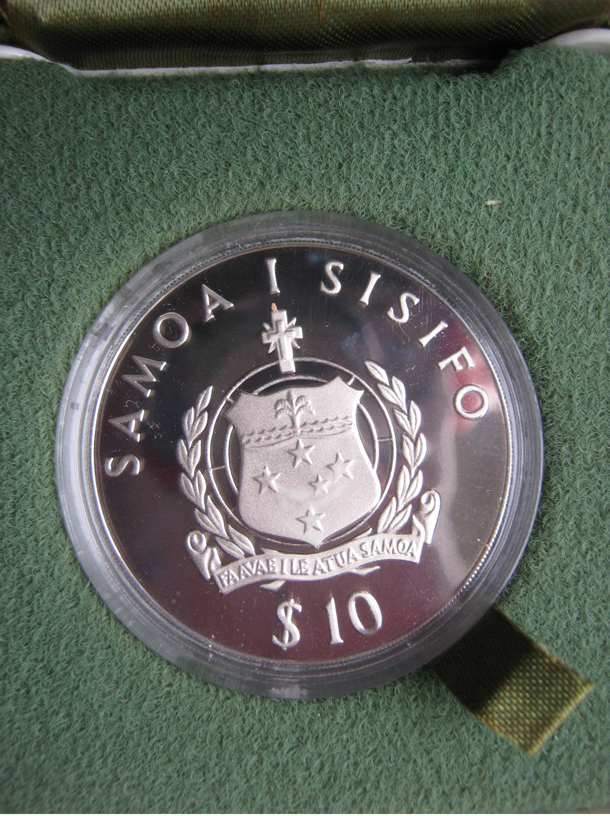 Samoa Sisifo Coconut Palm 1980 10$ Tala Proof Crown Size Silver Coin FAO Food For All Boxed - Samoa