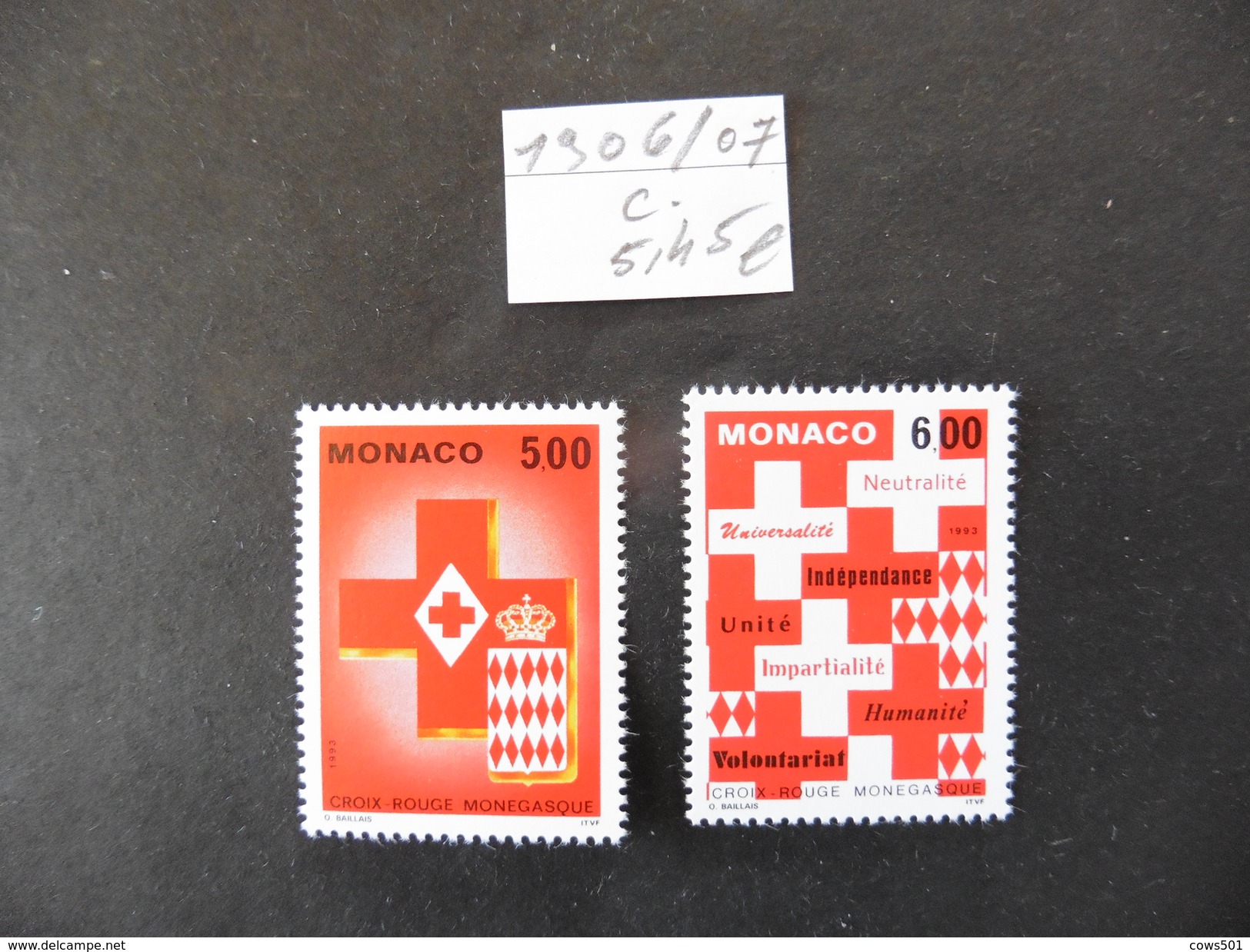 Monaco : 2 Timbres Neufs N° 1906 / 1907 Croix Rouge Monégasque - Lots & Serien