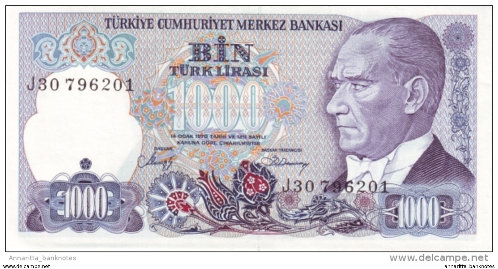 TURKEY 1000 TURK LIRASI L.1970 (1988) P-196b UNC SIGN. SARACO&#x11E;LU & DEMIRAY [TR272b] - Turkey