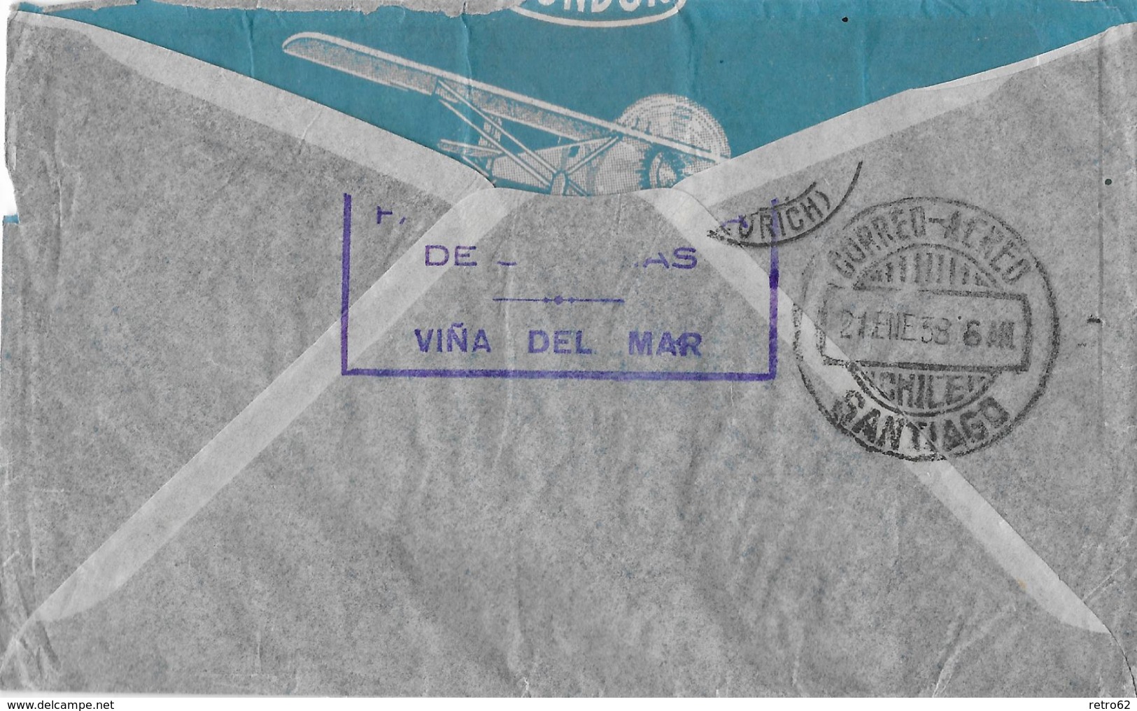 CHILE &rarr; Registered Business Letter Santiago De Chile To Switzerland   &#x25BA;Airmail Stamps 1938&#x25C4; - Chili