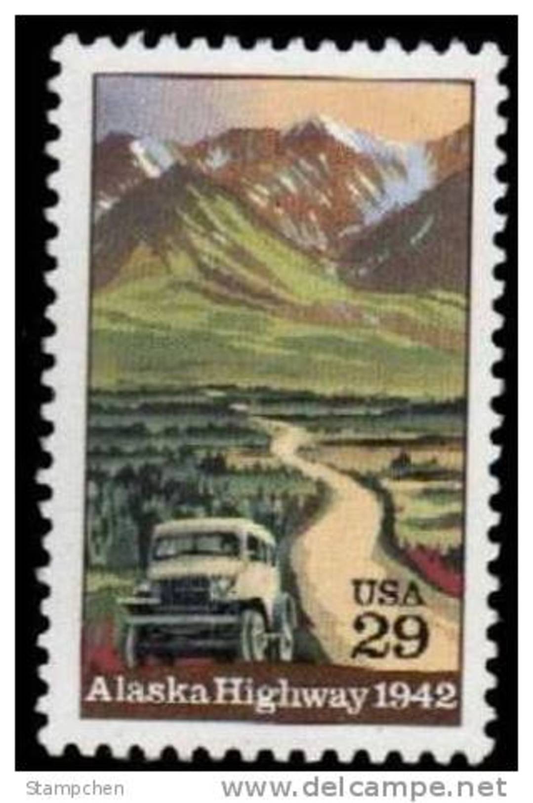 1992 USA Alaska Highway 50th Anniv. Stamp History Truck Car Mount Geology #2635 - Sonstige (Land)