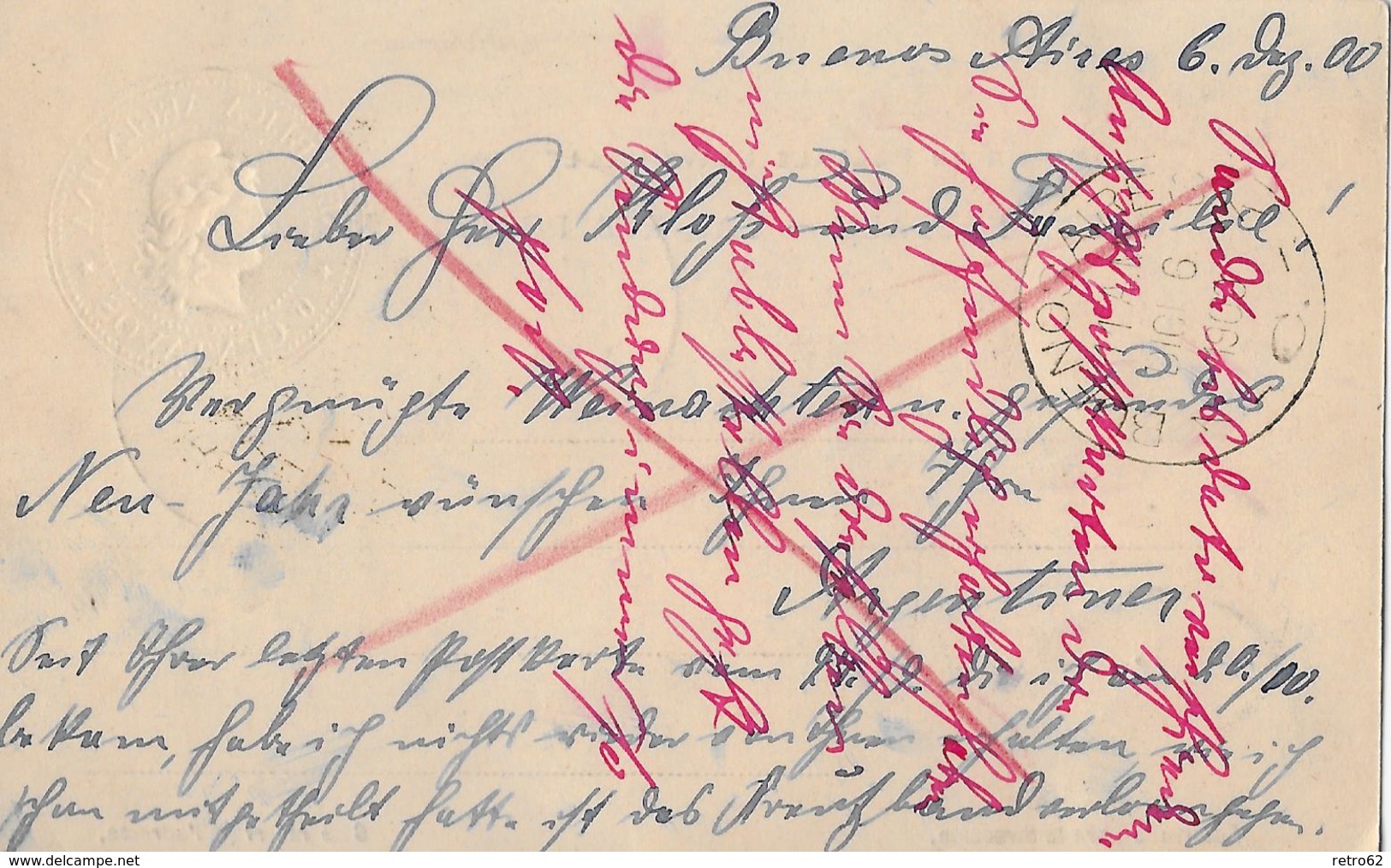 REPUBLICA  ARGENTINA &rarr; Carte Postale 6 Centavos To Alemania 1900 - Postal Stationery