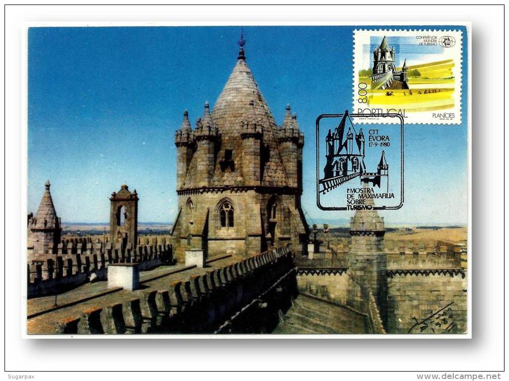 ÉVORA - Catedral - Torre Da Lanterna - MAXIMAFILIA TURISMO - 17.09.1980 - PORTUGAL - CARTE MAXIMUM - MAXICARD - Tarjetas – Máximo