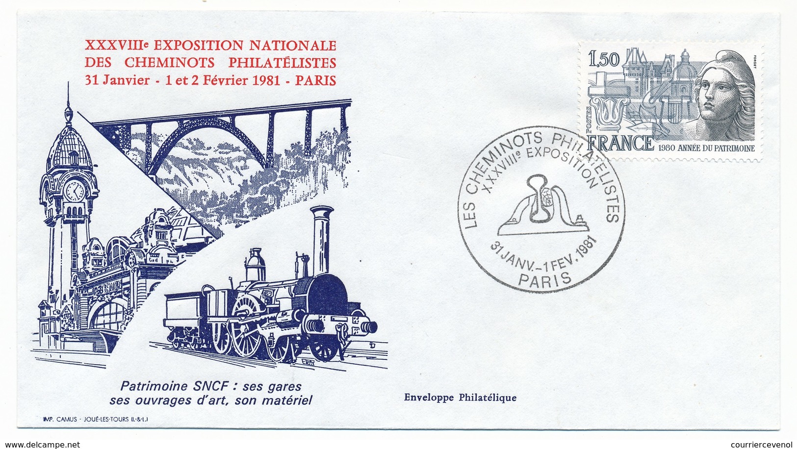FRANCE - Enveloppe "Les Cheminots Philatélistes XXXVIIIeme Exposition" Paris 1981 - Trains