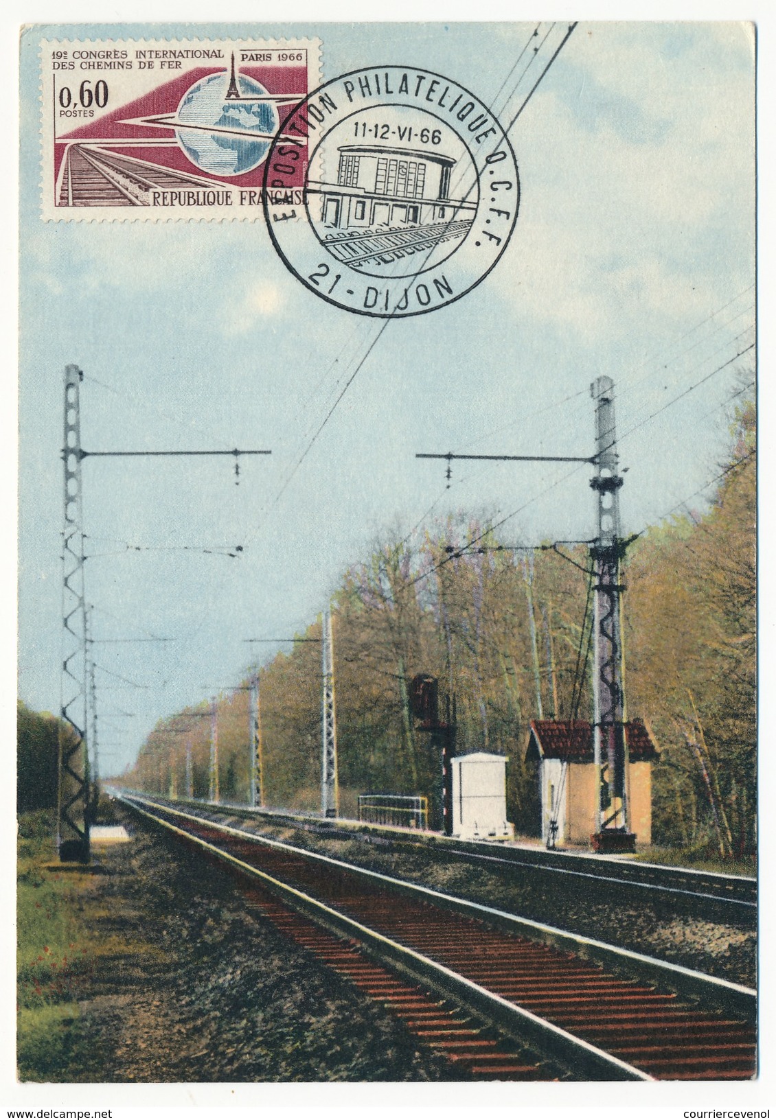 FRANCE - 2 Carte Maximum "19eme Congrès International Des Chemins De Fer" Paris 1966 + Exposition Dijon - Trenes