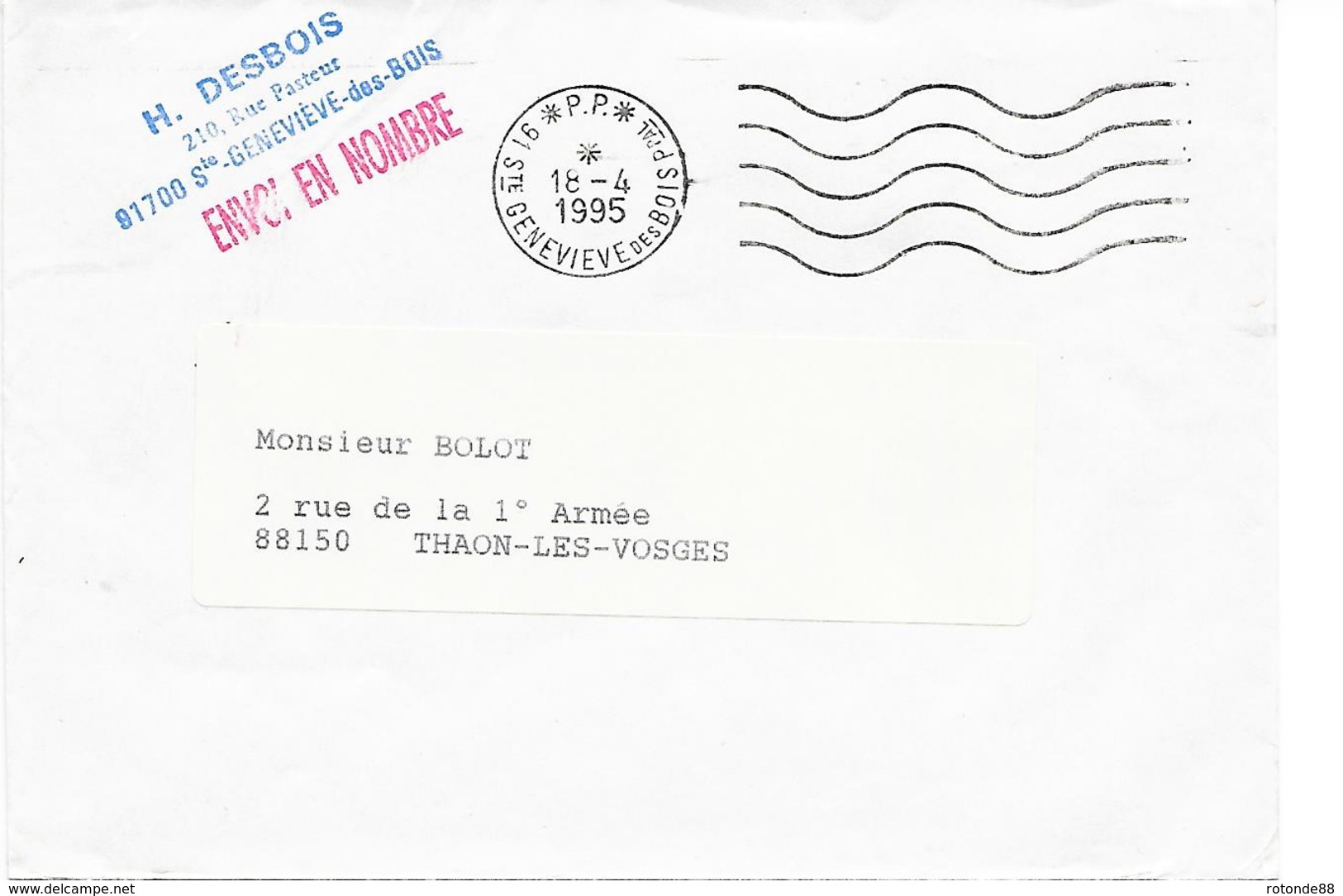 91 - SAINTE GENEVIEVE DES BOIS Ppal - P P  DU 18/04/1995 - Mechanical Postmarks (Advertisement)