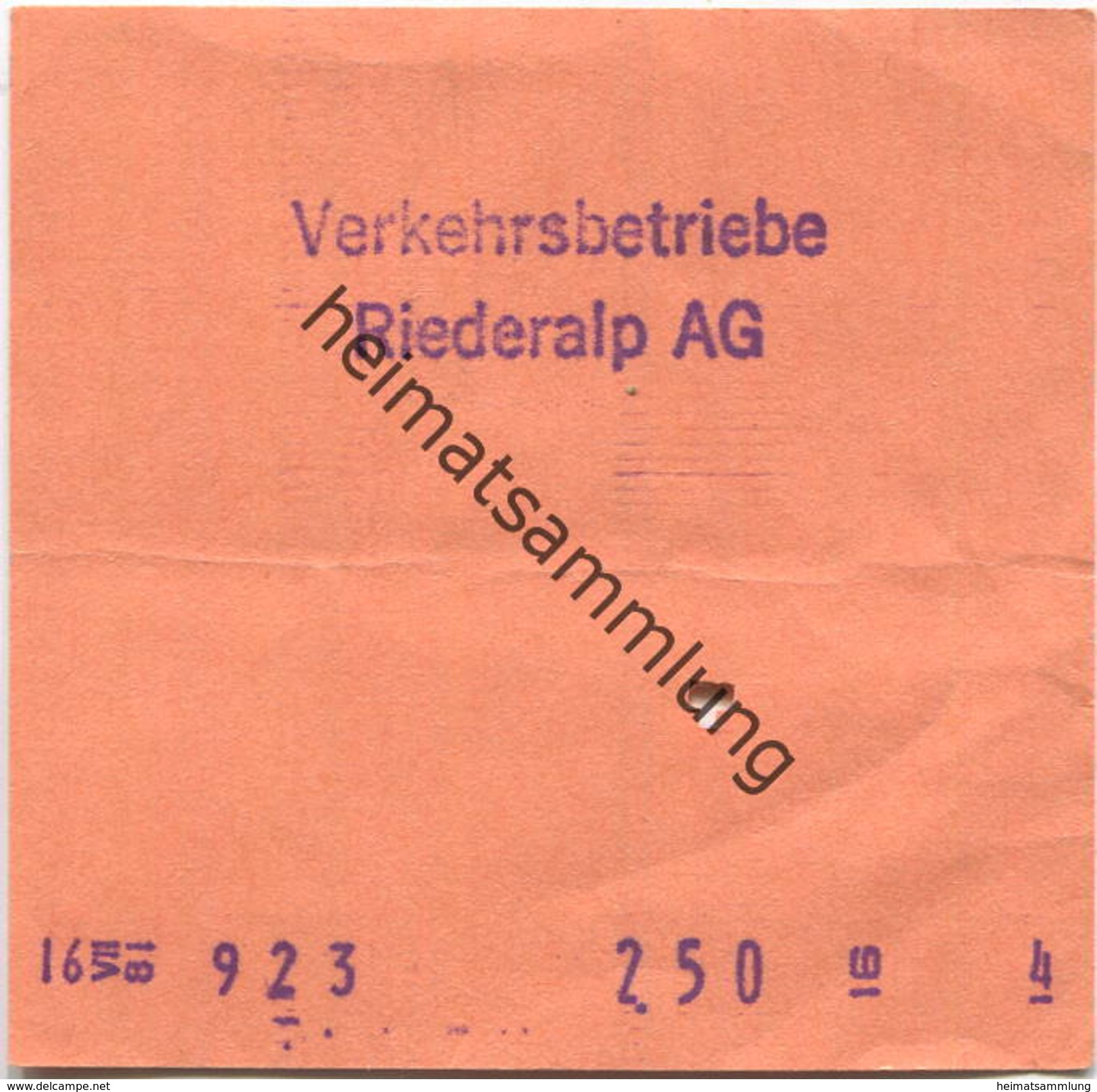 Schweiz - Verkehrsbetriebe Riederalp AG - Fahrschein - Europe