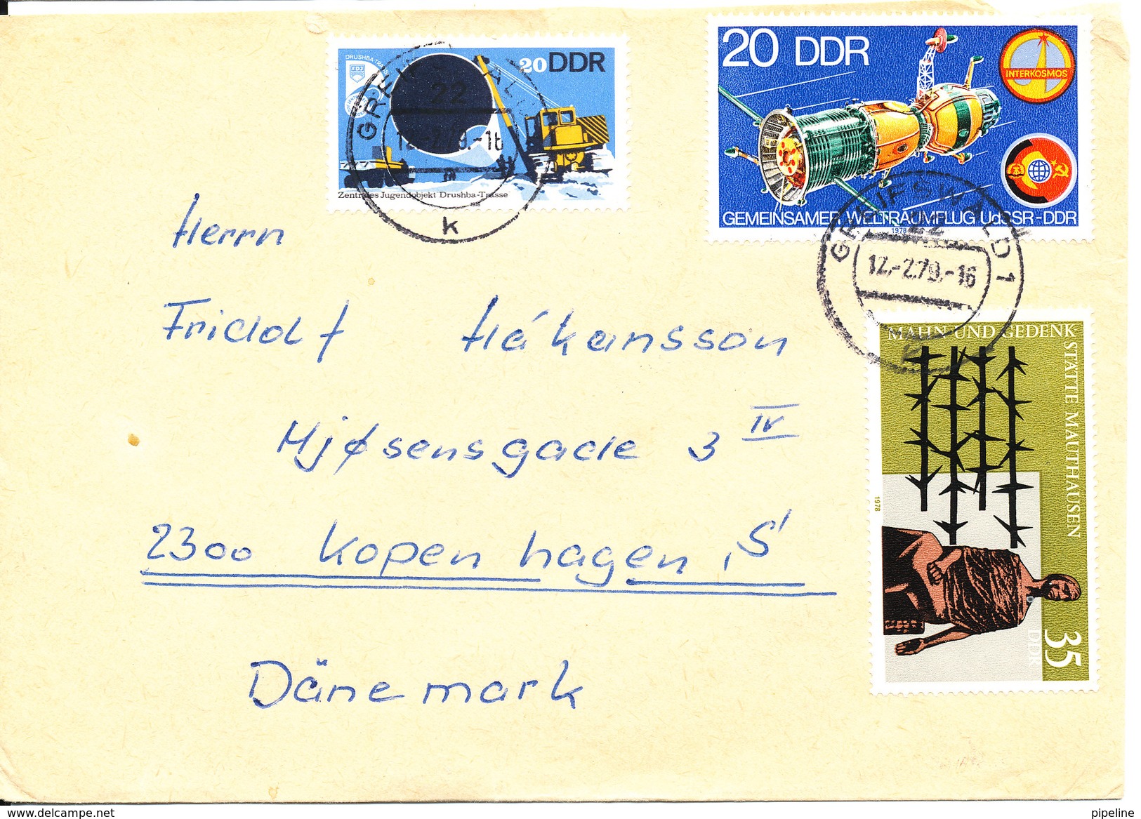 Germany DDR Cover Sent To Denmark 17-2-1979 Topic Stamps (the Cover Is Damaged On The Backside By Opening) - Lettres & Documents