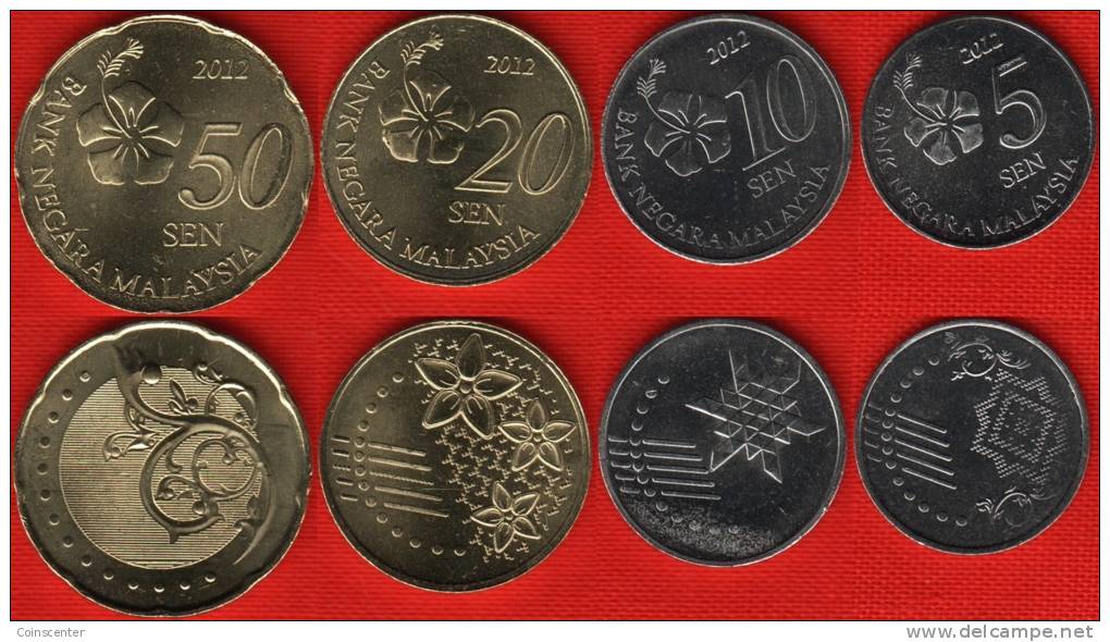 Malaysia Set Of 4 Coins: 5 - 50 Sen 2012 UNC - Malaysie